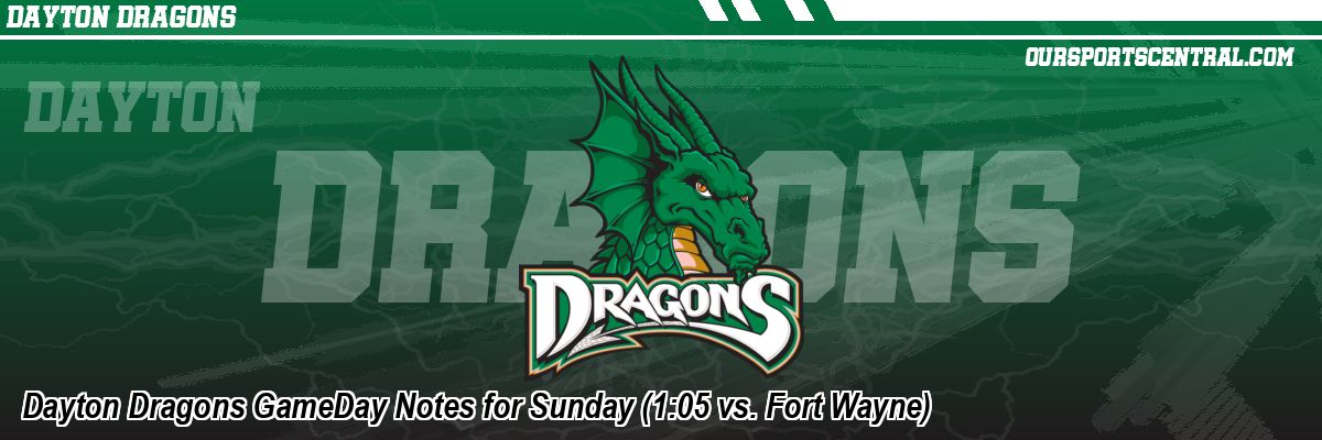 Dayton Dragons GameDay Notes for Sunday (1:05 vs. Fort Wayne)
