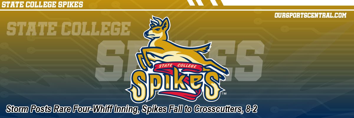 Storm Posts Rare Four-Whiff Inning, Spikes Fall to Crosscutters, 8-2