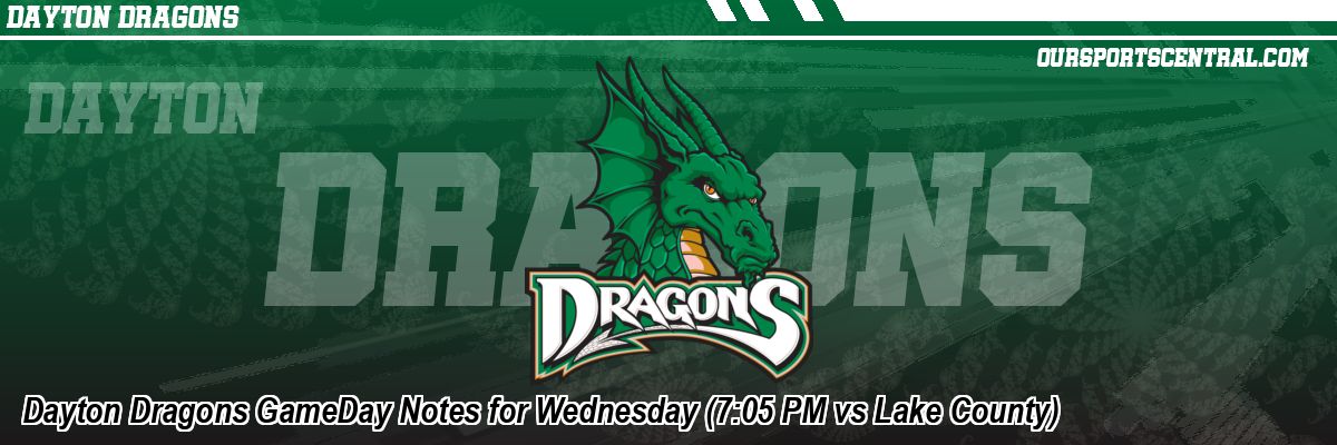 Dayton Dragons GameDay Notes for Wednesday (7:05 PM vs Lake County)