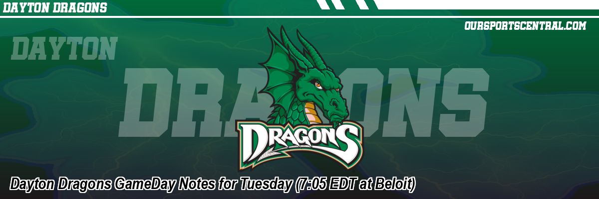 Dayton Dragons GameDay Notes for Tuesday (7:05 EDT at Beloit)