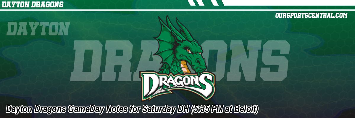 Dayton Dragons GameDay Notes for Saturday DH (5:35 PM at Beloit)
