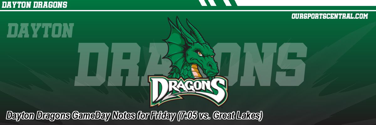 Dayton Dragons GameDay Notes for Friday (7:05 vs. Great Lakes)
