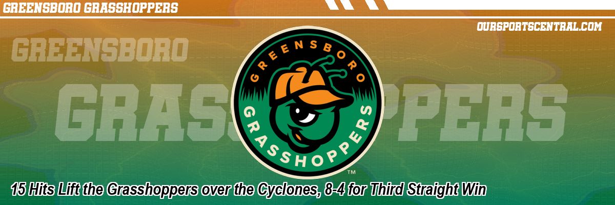 15 Hits Lift the Grasshoppers over the Cyclones, 8-4 for Third Straight Win