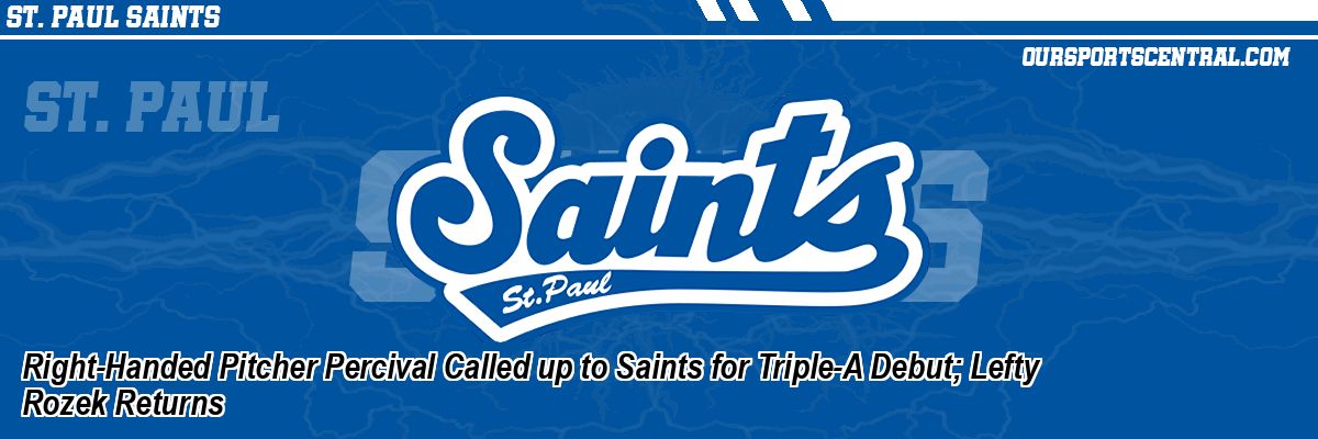 Right-Handed Pitcher Percival Called up to Saints for Triple-A Debut; Lefty Rozek Returns