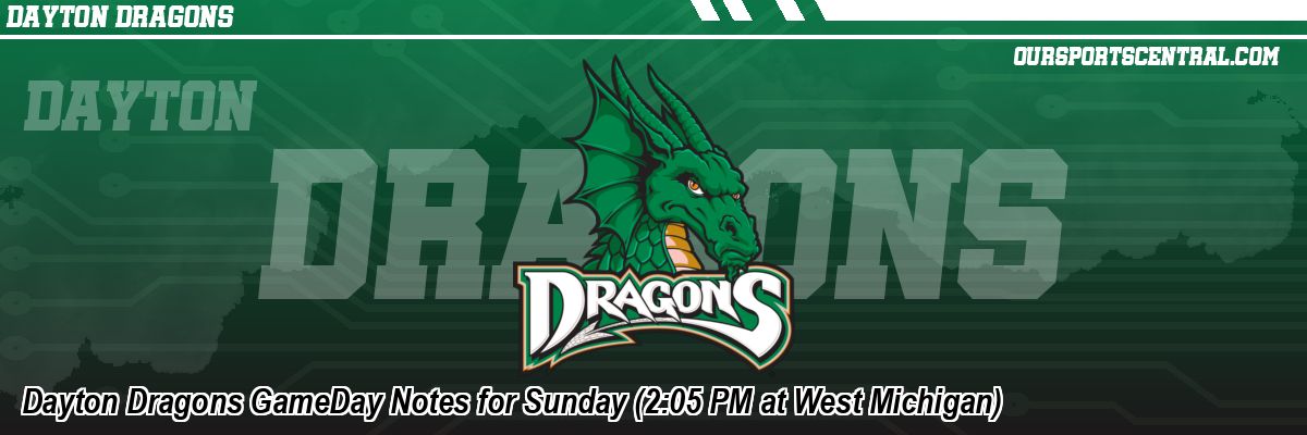 Dayton Dragons GameDay Notes for Sunday (2:05 PM at West Michigan)