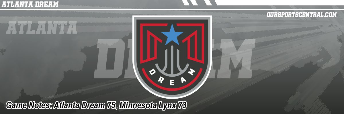 Game Notes: Atlanta Dream 75, Minnesota Lynx 73