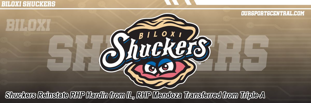 Shuckers Reinstate RHP Hardin from IL, RHP Mendoza Transferred from Triple-A