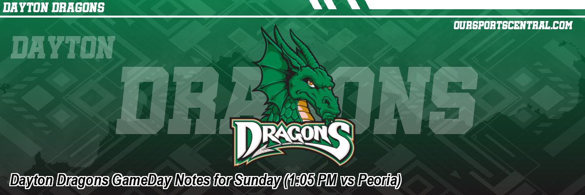Dayton Dragons GameDay Notes for Sunday (1:05 PM vs Peoria)