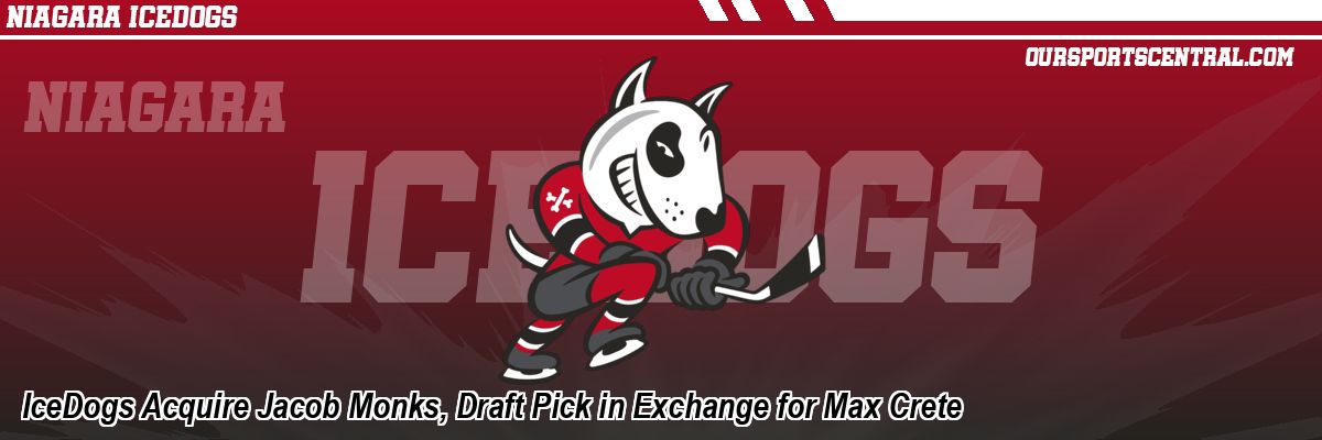 IceDogs Acquire Jacob Monks, Draft Pick in Exchange for Max Crete
