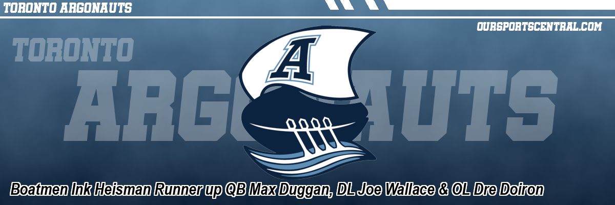 Boatmen Ink Heisman Runner up QB Max Duggan, DL Joe Wallace & OL Dre Doiron
