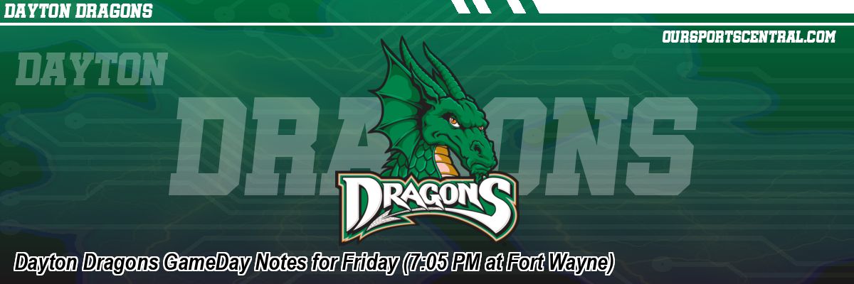 Dayton Dragons GameDay Notes for Friday (7:05 PM at Fort Wayne)