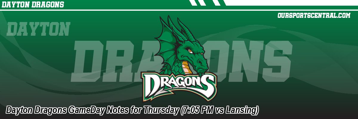 Dayton Dragons GameDay Notes for Thursday (7:05 PM vs Lansing)