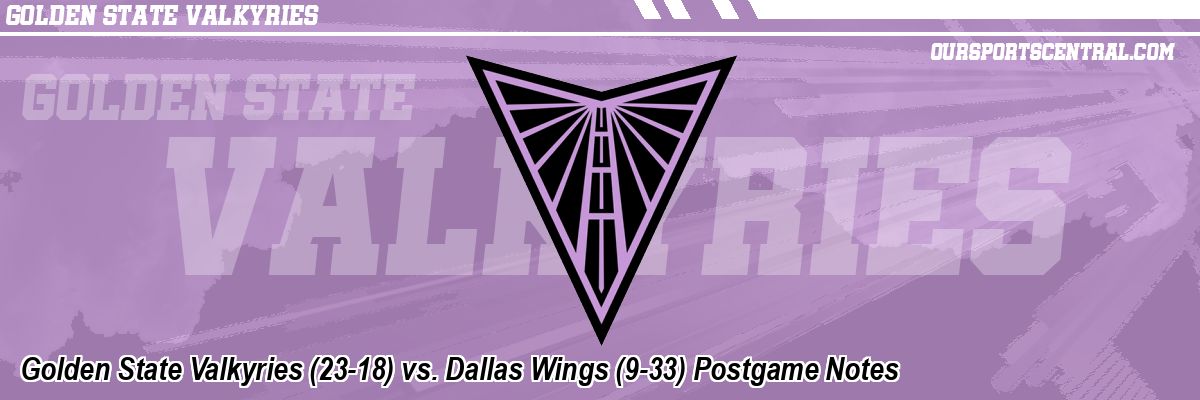 Golden State Valkyries (23-18) vs. Dallas Wings (9-33) Postgame Notes