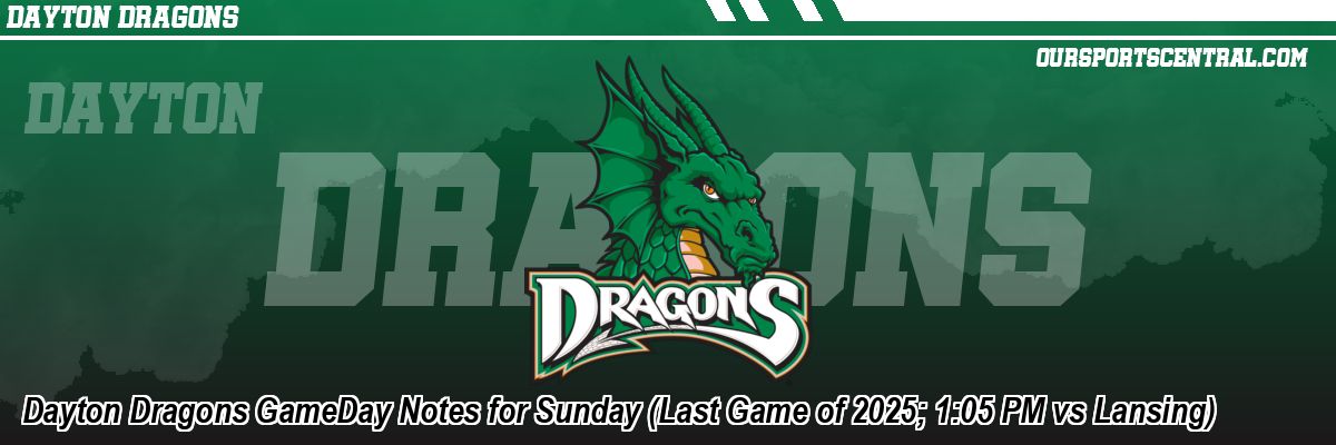 Dayton Dragons GameDay Notes for Sunday (Last Game of 2025; 1:05 PM vs Lansing)