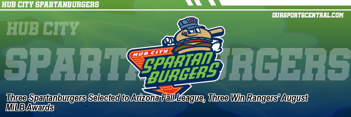 Three Spartanburgers Selected to Arizona Fall League, Three Win Rangers' August MiLB Awards