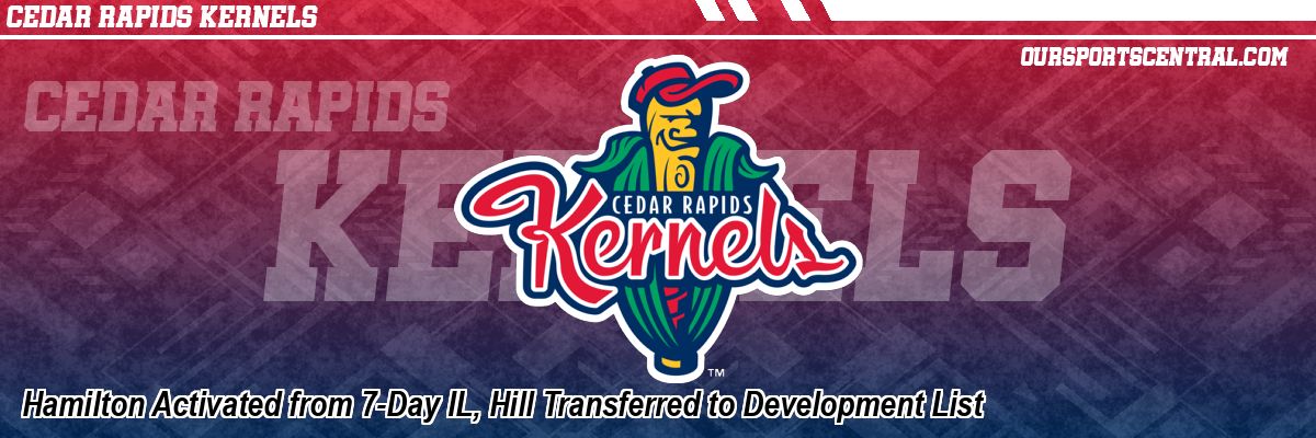 Hamilton Activated from 7-Day IL, Hill Transferred to Development List
