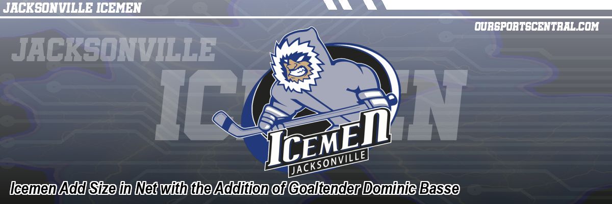 Icemen Add Size in Net with the Addition of Goaltender Dominic Basse