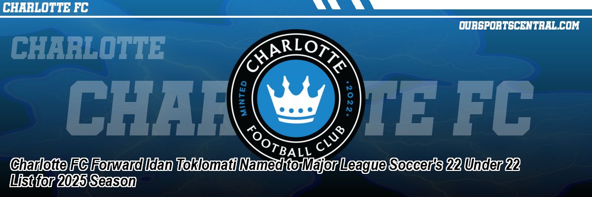 Charlotte FC Forward Idan Toklomati Named to Major League Soccer's 22 Under 22 List for 2025 Season
