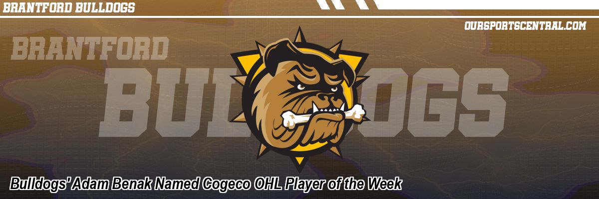 Bulldogs' Adam Benak Named Cogeco OHL Player of the Week