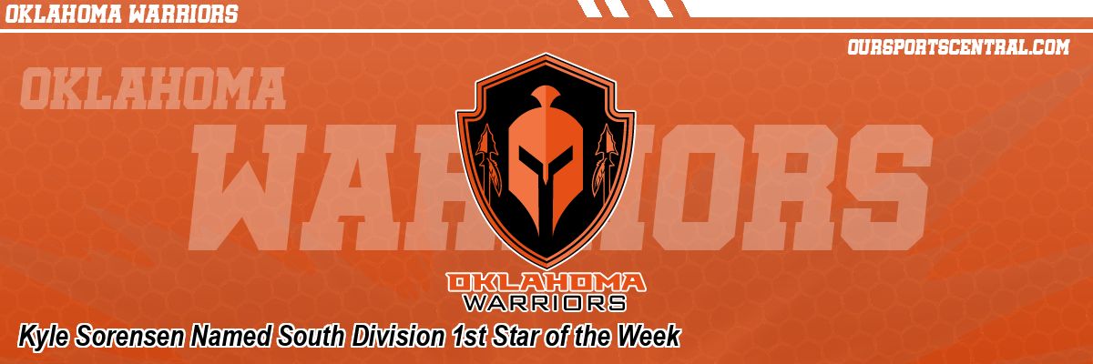 Kyle Sorensen Named South Division 1st Star of the Week