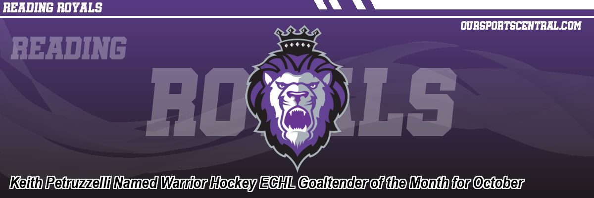 Keith Petruzzelli Named Warrior Hockey ECHL Goaltender of the Month for October