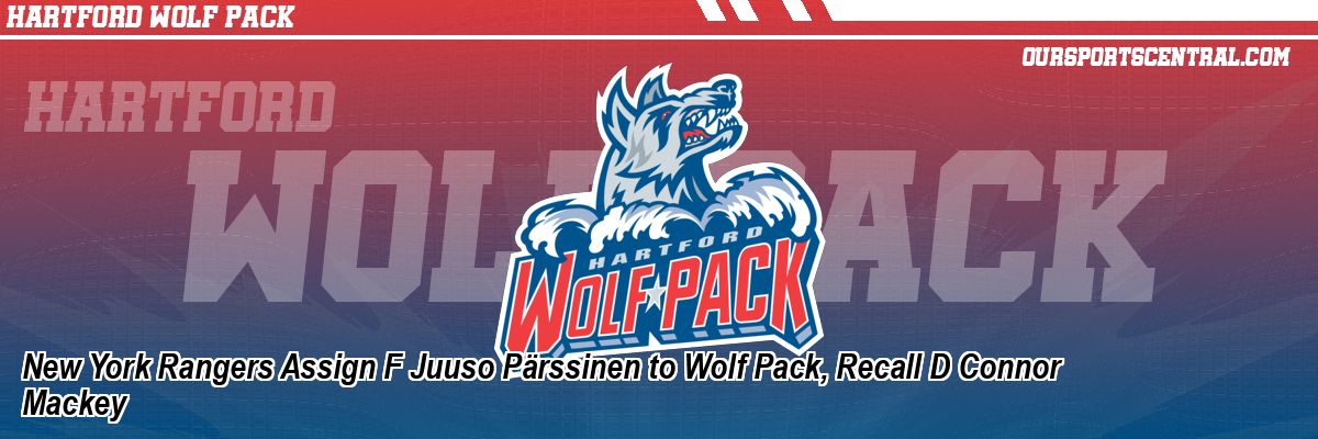 New York Rangers Assign F Juuso Pärssinen to Wolf Pack, Recall D Connor Mackey