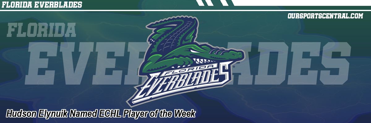 Hudson Elynuik Named ECHL Player of the Week