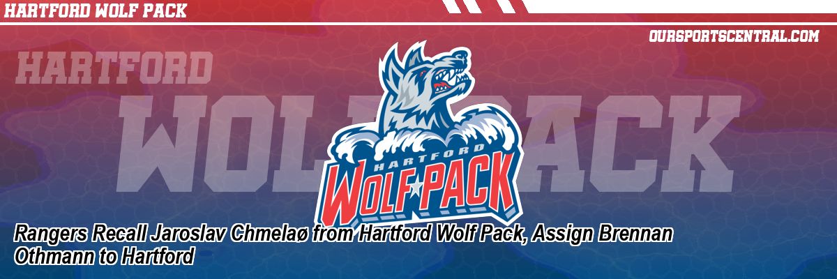 Rangers Recall Jaroslav Chmelaø from Hartford Wolf Pack, Assign Brennan Othmann to Hartford