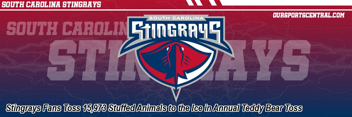 Stingrays Fans Toss 15,973 Stuffed Animals to the Ice in Annual Teddy Bear Toss