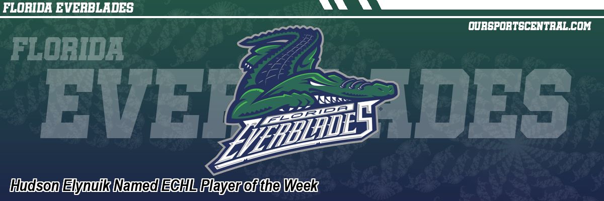 Hudson Elynuik Named ECHL Player of the Week