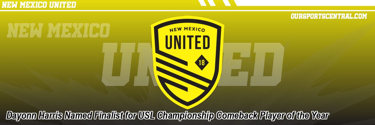 Dayonn Harris Named Finalist for USL Championship Comeback Player of the Year
