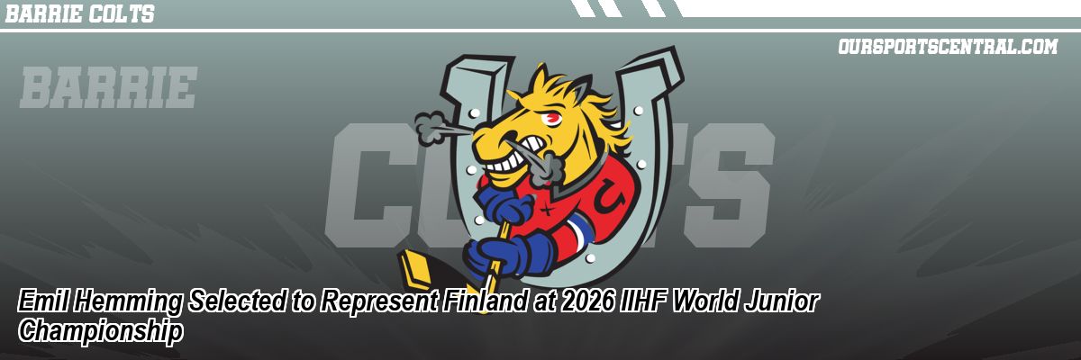 Emil Hemming Selected to Represent Finland at 2026 IIHF World Junior Championship