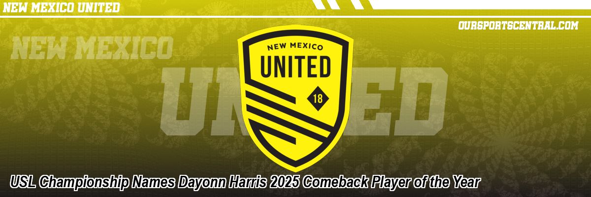 USL Championship Names Dayonn Harris 2025 Comeback Player of the Year
