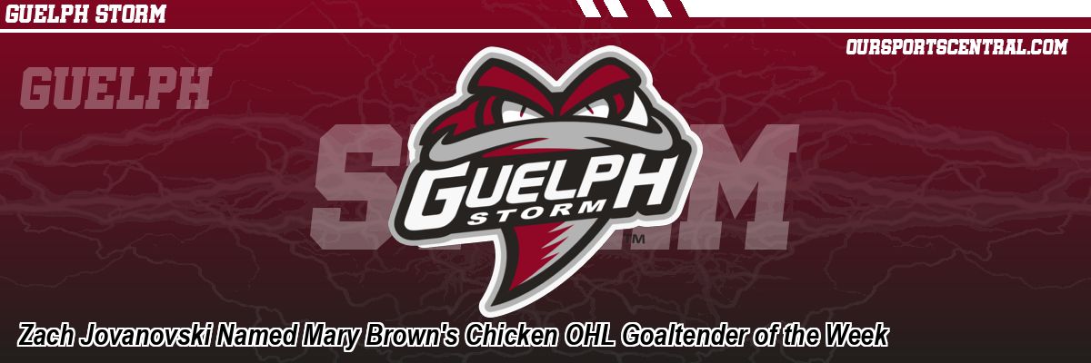 Zach Jovanovski Named Mary Brown's Chicken OHL Goaltender of the Week
