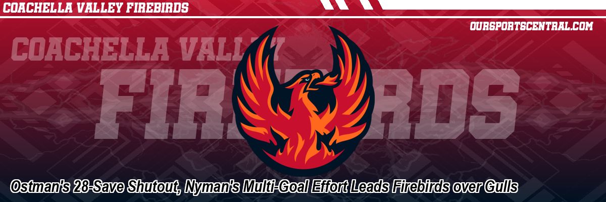 Ostman's 28-Save Shutout, Nyman's Multi-Goal Effort Leads Firebirds over Gulls