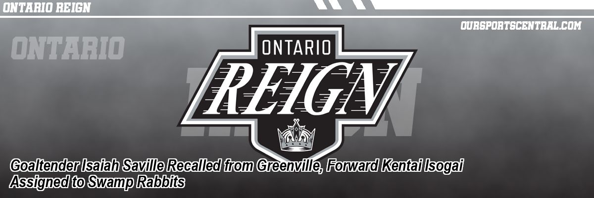 Goaltender Isaiah Saville Recalled from Greenville, Forward Kentai Isogai Assigned to Swamp Rabbits