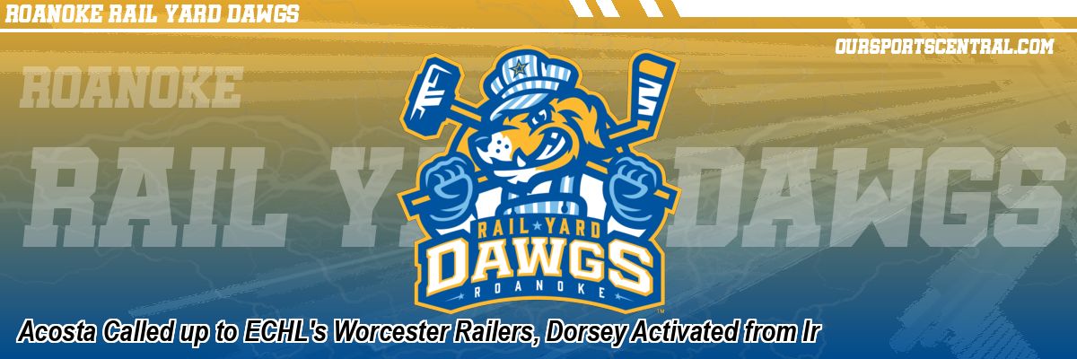 Acosta Called up to ECHL's Worcester Railers, Dorsey Activated from Ir