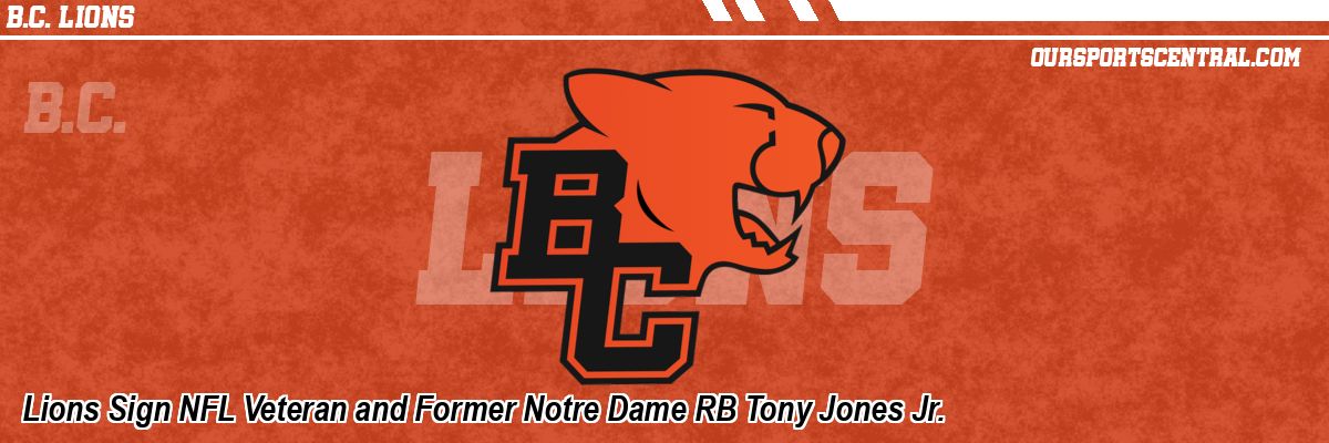 Lions Sign NFL Veteran and Former Notre Dame RB Tony Jones Jr.