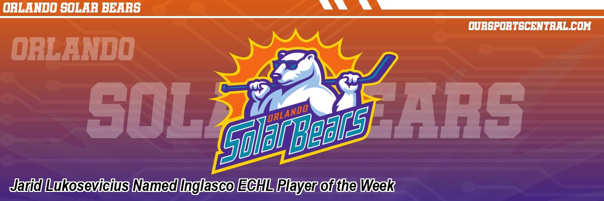 Jarid Lukosevicius Named Inglasco ECHL Player of the Week