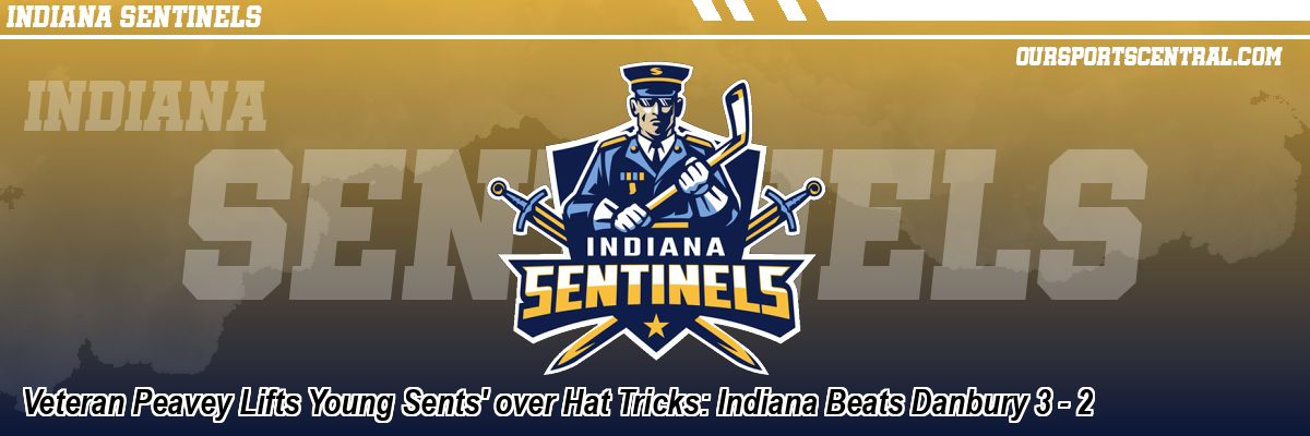 Veteran Peavey Lifts Young Sents' over Hat Tricks: Indiana Beats Danbury 3 - 2