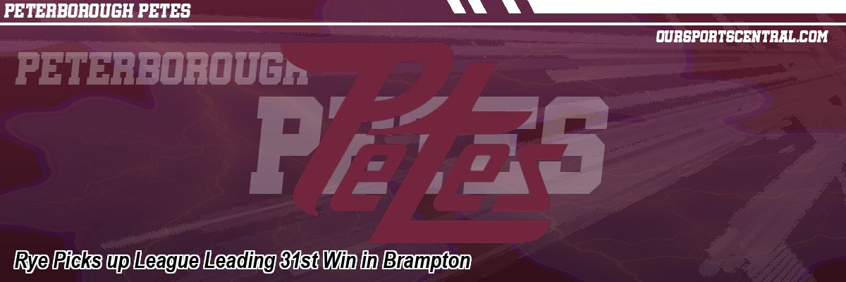 Rye Picks up League Leading 31st Win in Brampton