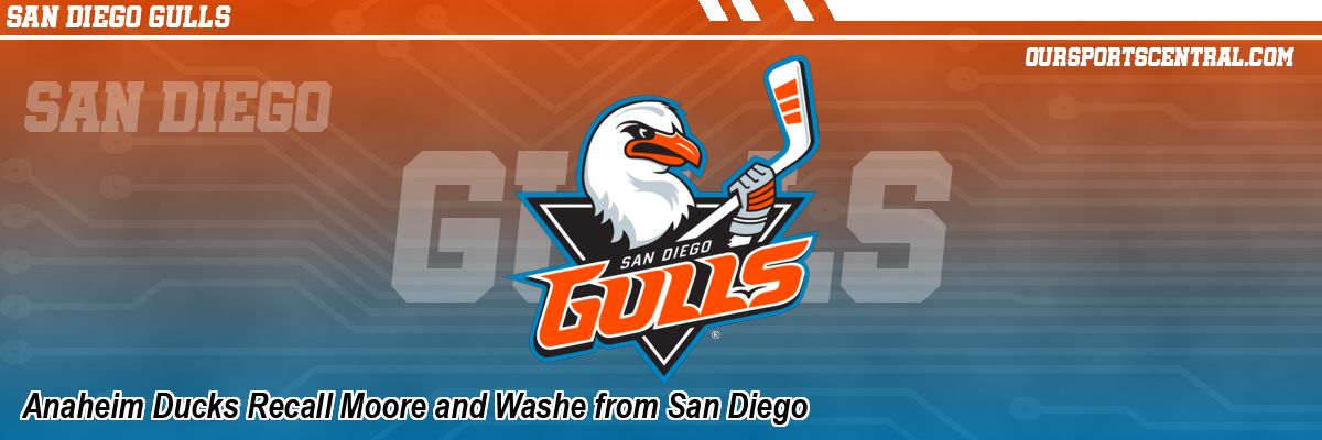 Anaheim Ducks Recall Moore and Washe from San Diego