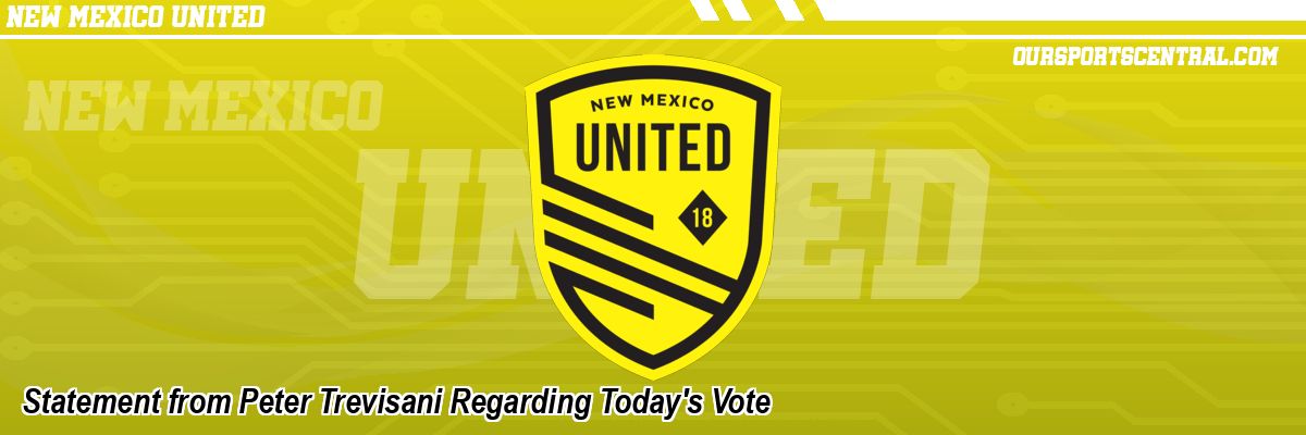 Statement from Peter Trevisani Regarding Today's Vote