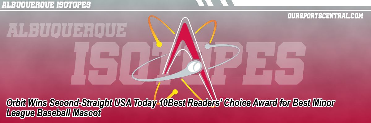 Orbit Wins Second-Straight USA Today 10Best Readers' Choice Award for Best Minor League Baseball Mascot