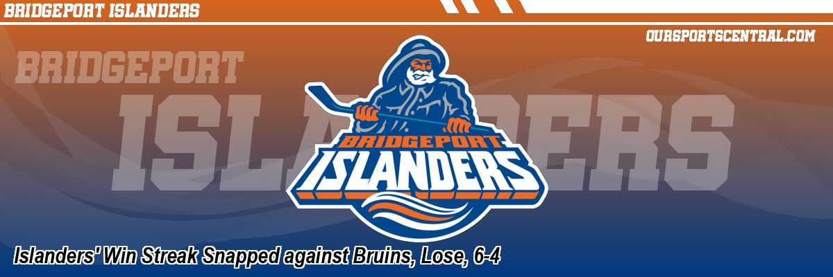 Islanders' Win Streak Snapped against Bruins, Lose, 6-4