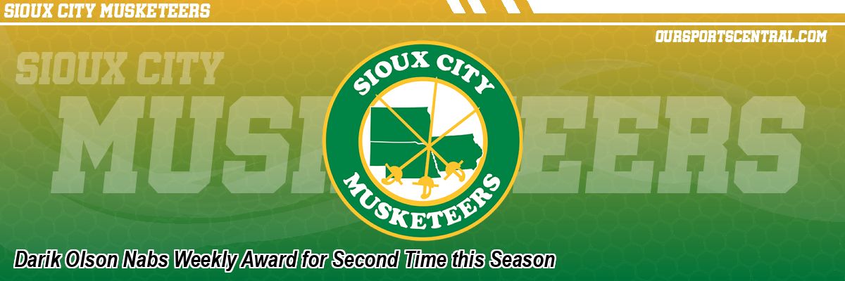 Darik Olson Nabs Weekly Award for Second Time this Season