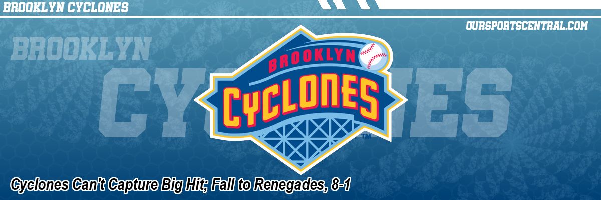 Cyclones Can't Capture Big Hit; Fall to Renegades, 8-1