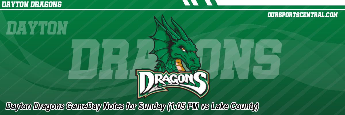 Dayton Dragons GameDay Notes for Sunday (1:05 PM vs Lake County)