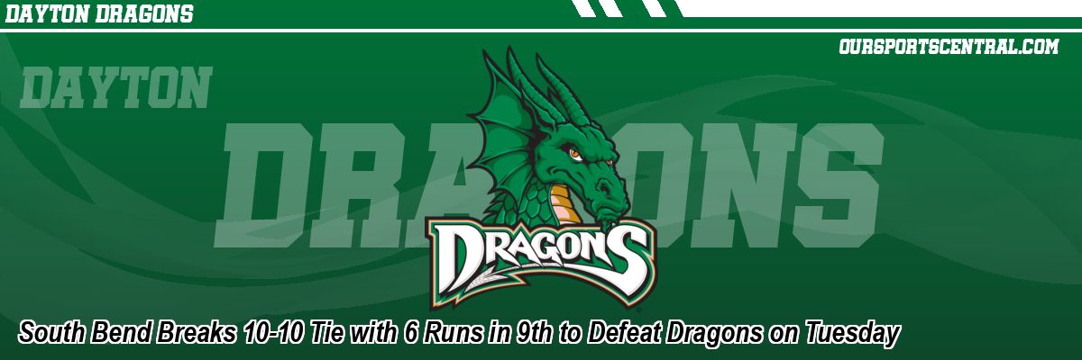 South Bend Breaks 10-10 Tie with 6 Runs in 9th to Defeat Dragons on Tuesday