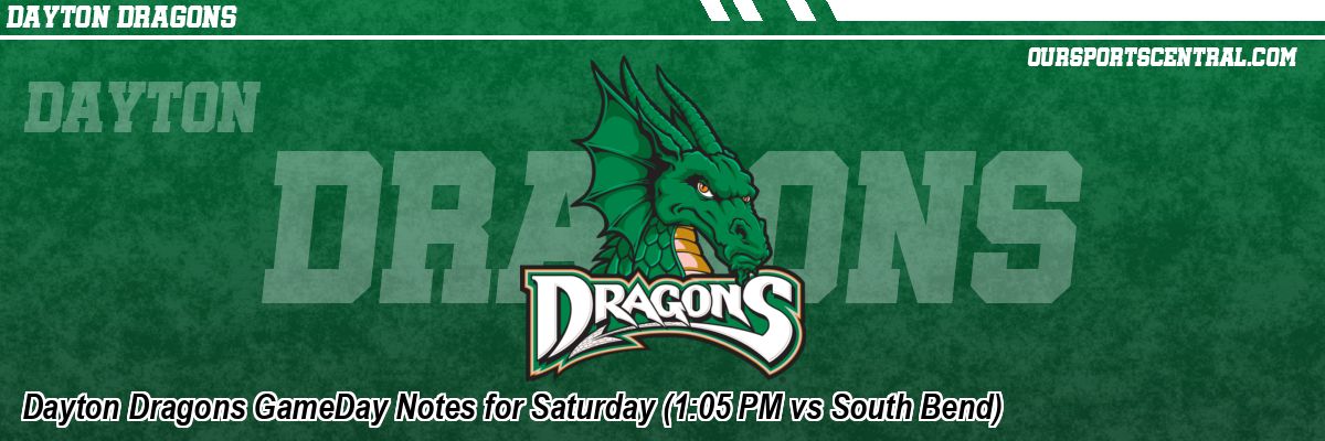 Dayton Dragons GameDay Notes for Saturday (1:05 PM vs South Bend)